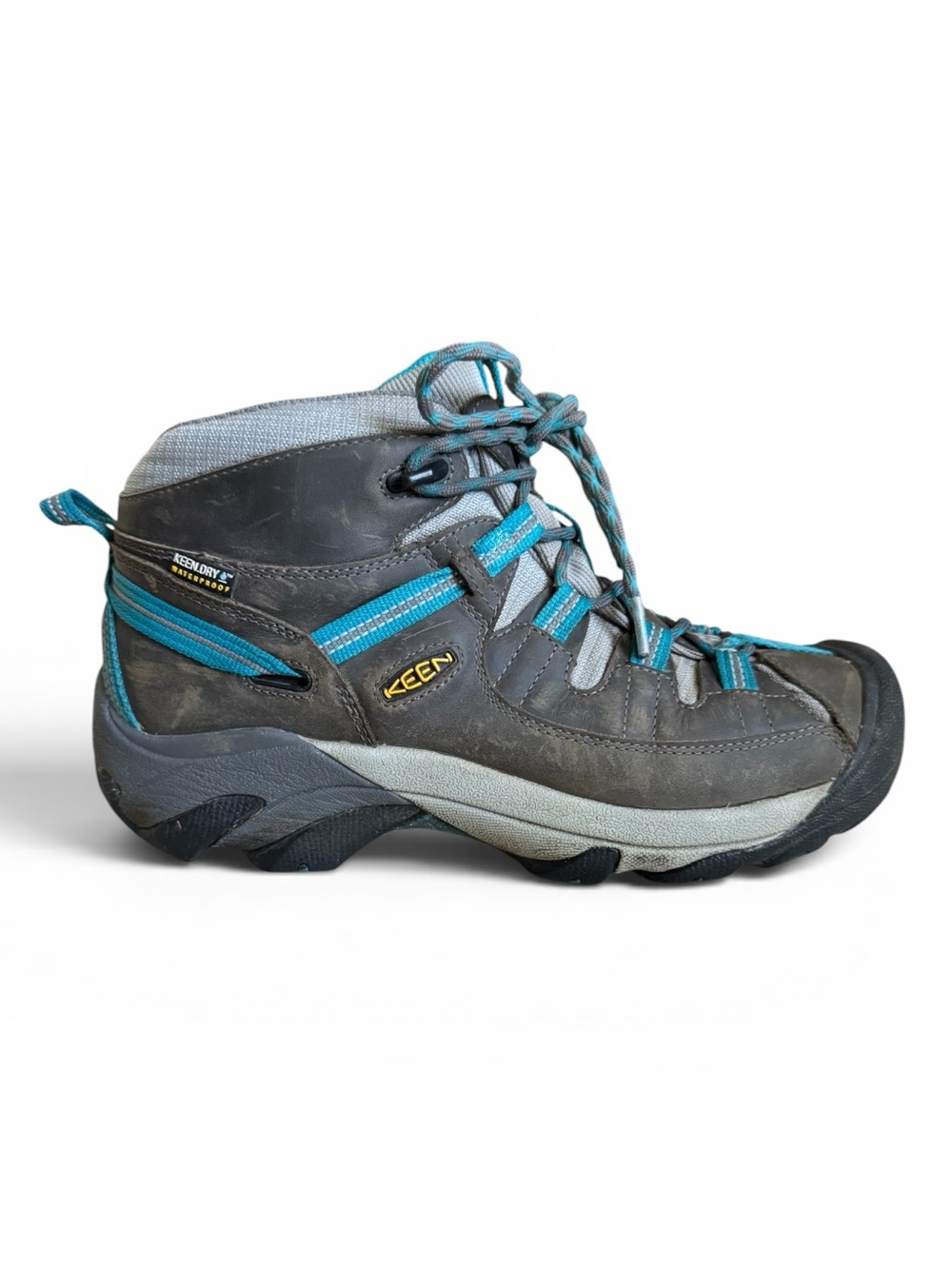 KEEN Targhee II Mid Waterproof Hiking Boots Gray Teal Women’s 10 Wide